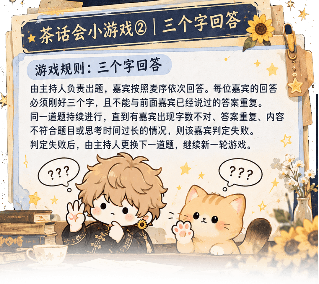 茶话会小游戏②｜三个字回答